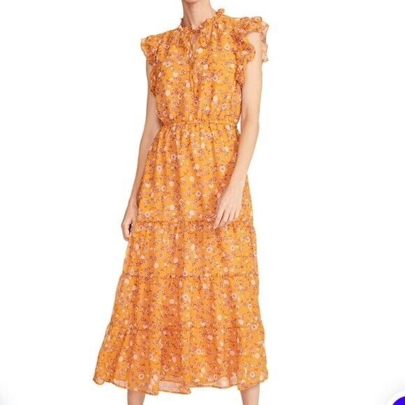 Nwt Steve Madden Bb Dakota Ditsy Dress Size Xxl Yellow Floral Maxi Tiered